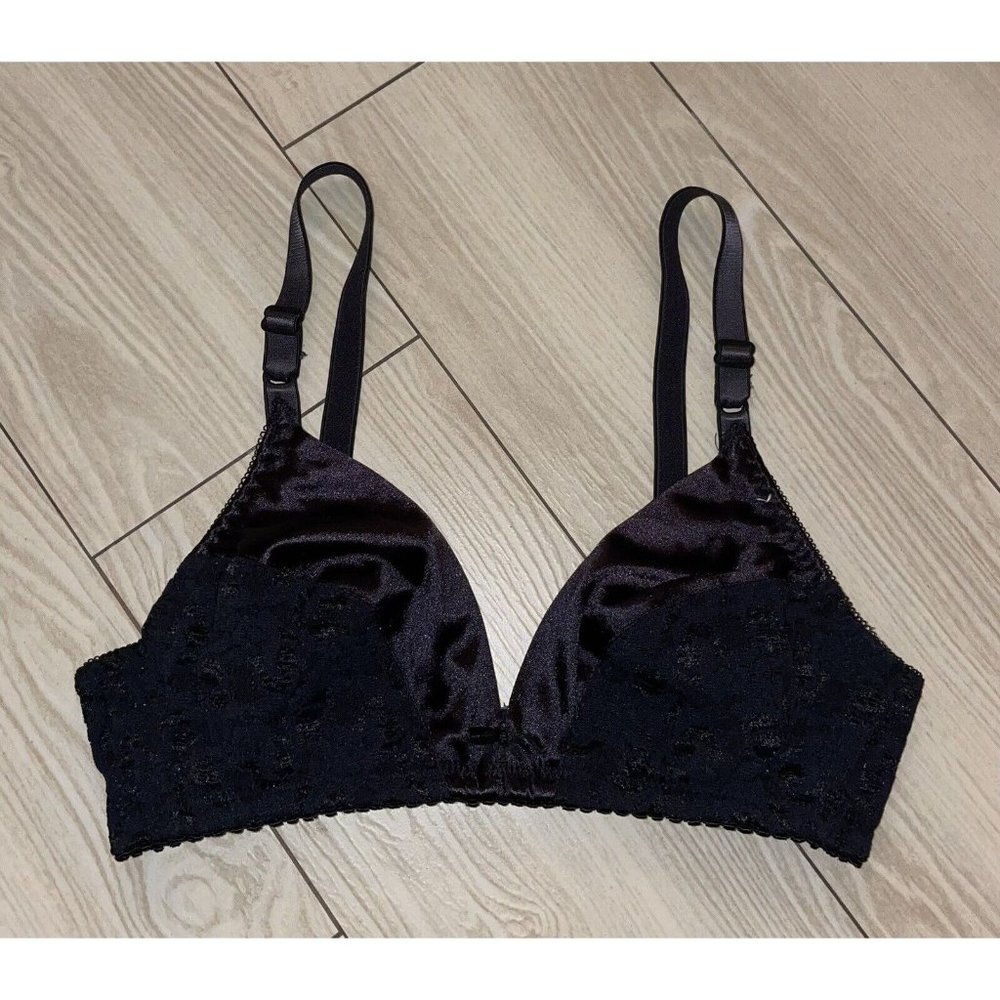 Vtg Vintage Maidenform Rendezvous 8348 Satin and Lace Bra Wire Free 34B Black - Picture 2 of 6